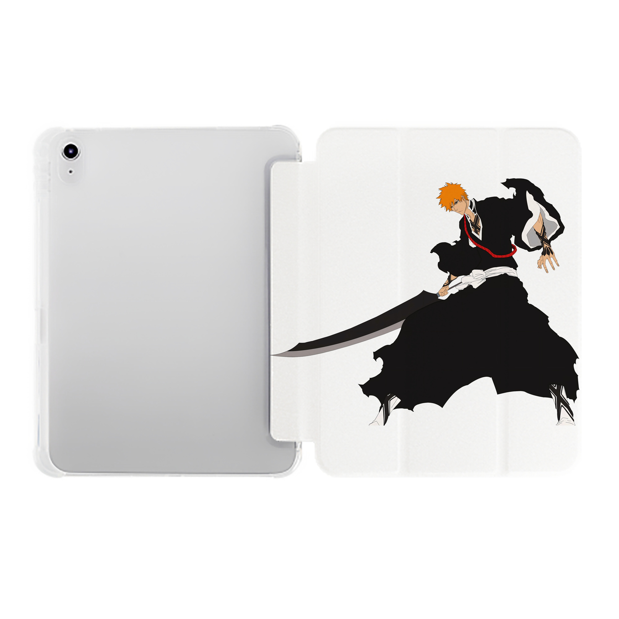（画像用） ブリーチ 黒崎一護（くろさき いちご）BLEACH Kurosaki Ichigo IPad ケース ペン収納付き 三つ折りスタンド PUレザー×シリコン 対応機種9.5/10.5/10.9インチ